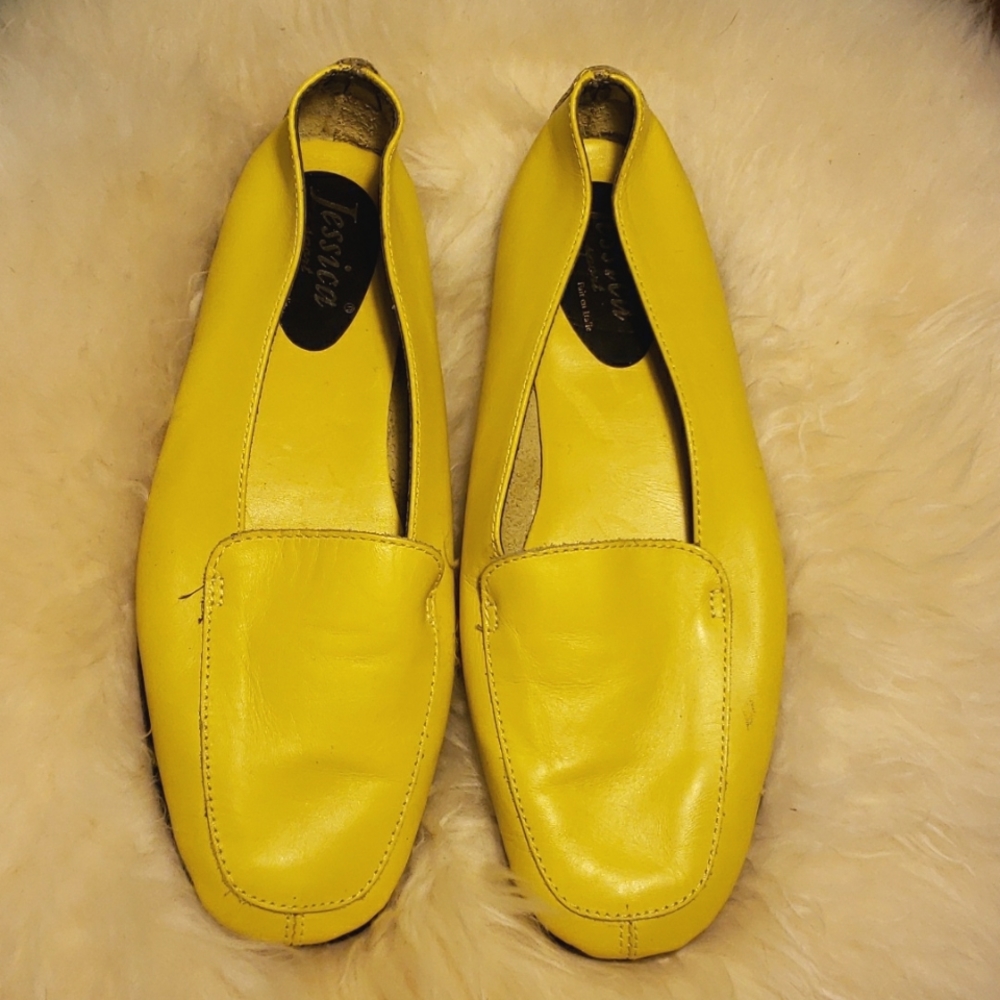 Vintage Yellow Italian Leather Loafers